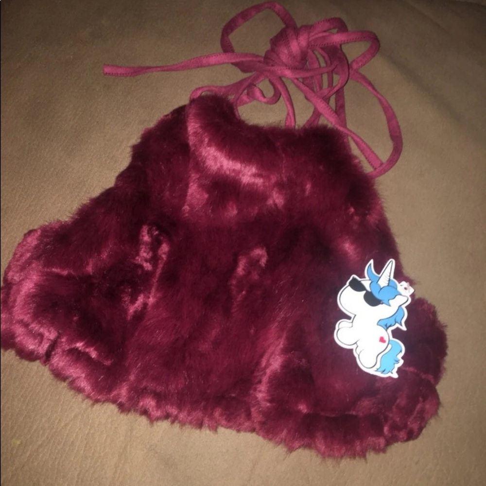 Fur Wrap Around Halter Top